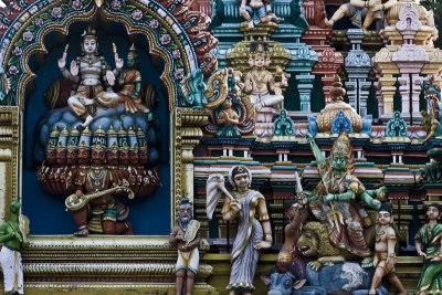 The main gopuram are not painted. Inside, there are some beautifully done idols though.