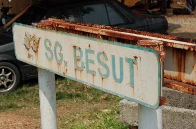 Rusty signboard of Besut River