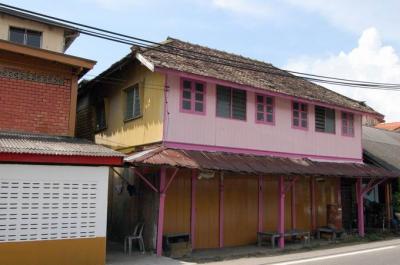 Colorfully painted old shoplots