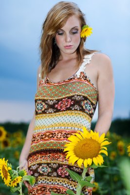 Sunflower field model shooting
