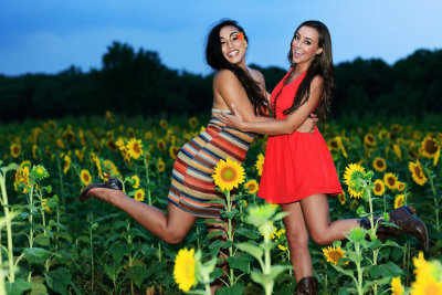 Sunflower field model shooting