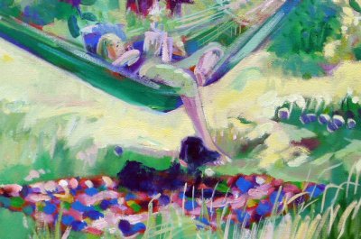 Flora and Lulu at the Hammock - detail