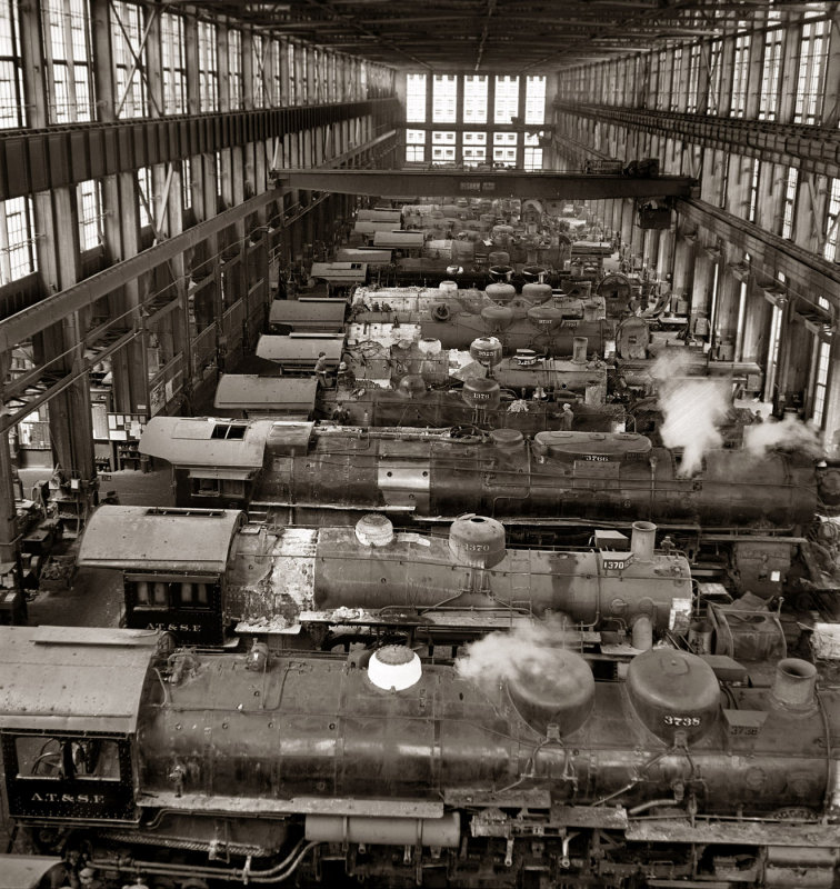 March 1943.. San Bernardino, CA. Atchison Topeka and Santa Fe Railroad Locomotive Shops