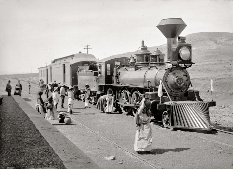 Mexican Central Railway Train At Station...1891