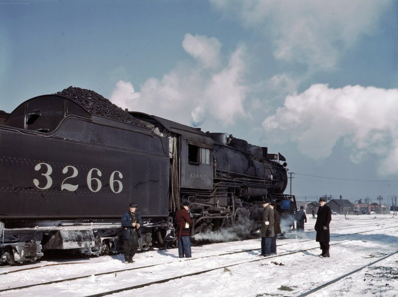 Santa Fe freight about to leave for the West Coast from the Corwith yard in Chicago... March 1943