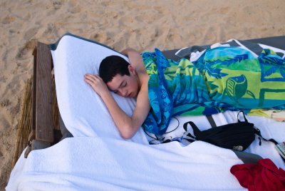 Sleep on the beach.