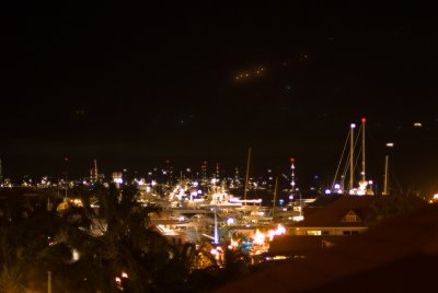 Gustavia at night.