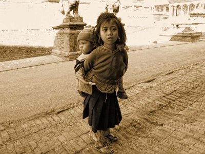 Young child with Baby, Kathmandu, Nepal © 2011