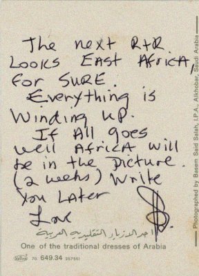 Writings to a family member on his next R  R.