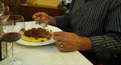 A tasty cinghiale (wild boar) stew over a bed of polenta .. 5170