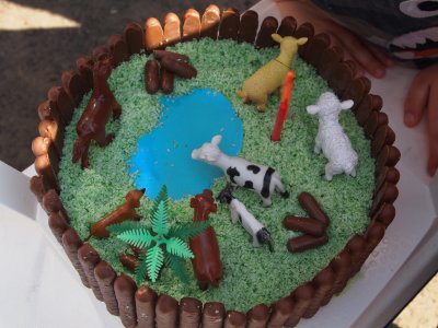 The farm birthday cake.
