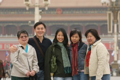 Mum, Hy, Janine, Joyce, and Noon at Entrance to Forbidden City