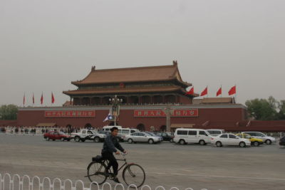 Cyclist at Entrance to Forbidden City