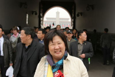 Noon and the throng of people from the at entrance to Forbidden City