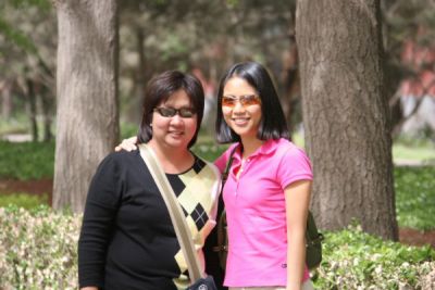 Noon and Janine at Garden at the Entrance to the Lama Temple