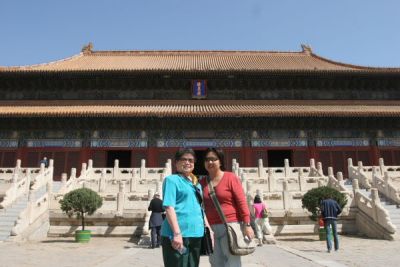 Mum and Noon at Entrance to Ming Tombs