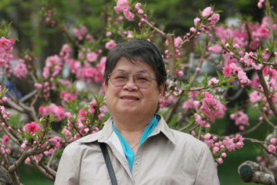 Mum near Cherry Blossom