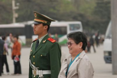 Mum and Soilder at Tiananmen Square
