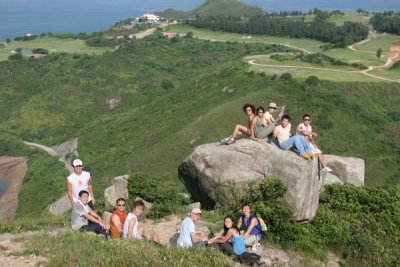 Khanh, Kevin, Philip, Eric, Henry, Winnie, Jacky, Carol, Joyce, Lisa, Gary and Anson on the Rock at Tin Ha Shan (Group Photo)