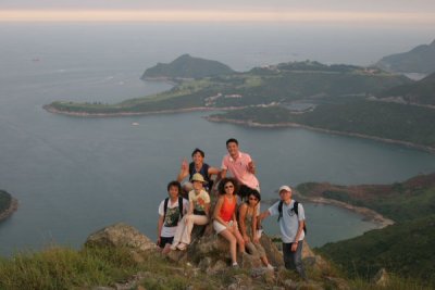 Eric, Jacky, Lisa, Carol, Anson, Joyce and Henry with Clearwater Bay in Background