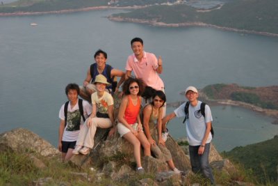 Eric, Jacky, Lisa, Carol, Anson, Joyce and Henry with Clearwater Bay in Background  (Closer)