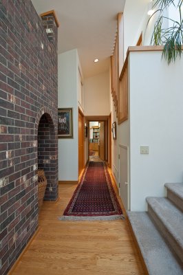 Hall to master bedroom, library and study
