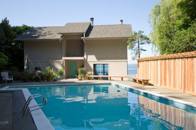 Pool and house