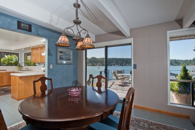 Dining room and kitchen back left
