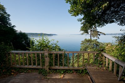 Cabin deck and view of Puget Sound and North portion of Vashon Island