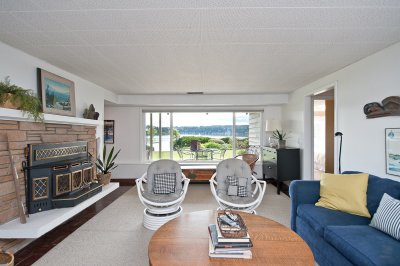 Lower level living area and view