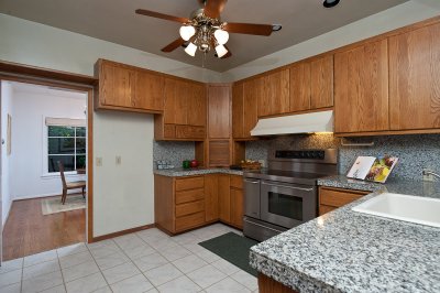 Kitchen and dining room thru the door