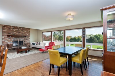 From the kitchen; Dining area right and living on the far left
