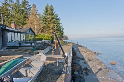 Exterior with beach and boatlaunch
