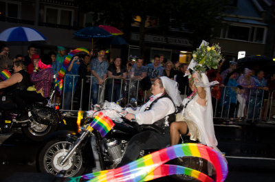 The Dykes on bikes always lead the procession
