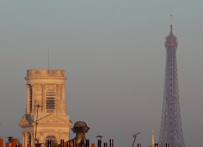 at sunrise :  St Sulpice and Tour Eiffel