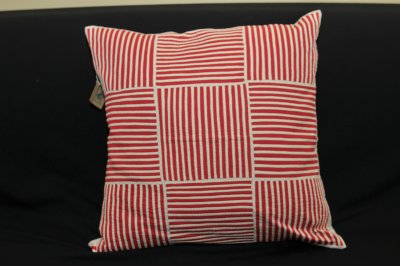 Red Striped Pillow Cover 15 1/2 x 16 square - $16.00