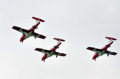 Snowbirds 5, 8 and 9 landing