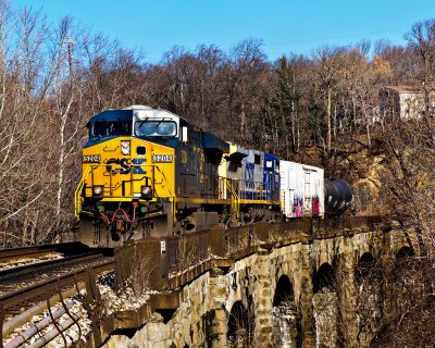 CSX Train Crossing the Thomas Viaduct