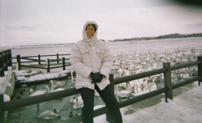 Mike at Swan Lake in Japanese Hokkaido