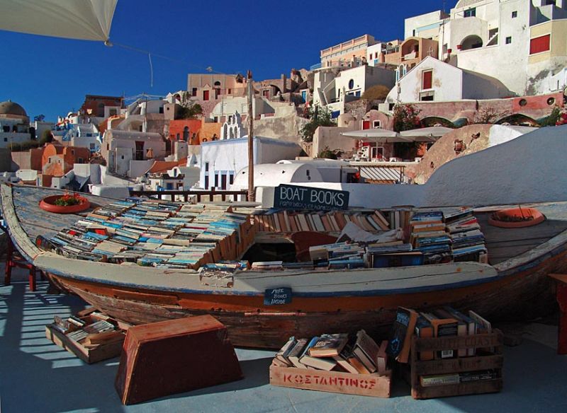 a boat of books