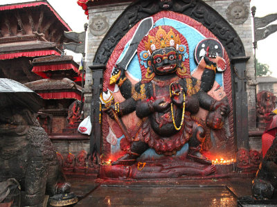  Kala Bhairab statue in Durbar square - 17th century stone image