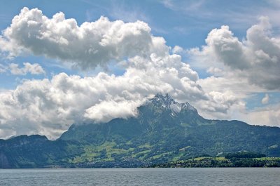 Mount Pilatus from the middle of Lake Lucerne