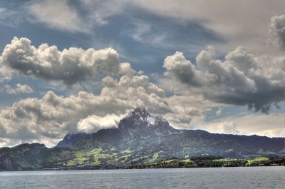 Lake Lucerne and Mount Pilatus with his clouds