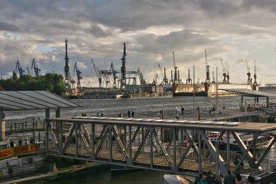 Sunset at Hamburger port