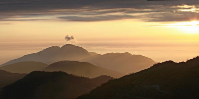 Taiwan's mountain by sunset