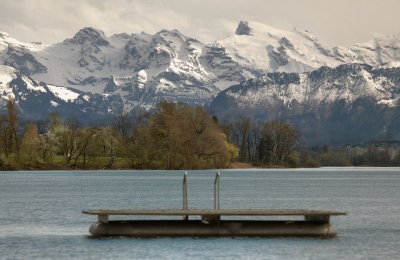 View from Baldeggersee to Mount Titlis