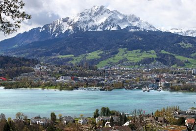 View from Dietschiberg to Lucerne and Mount Pilatus