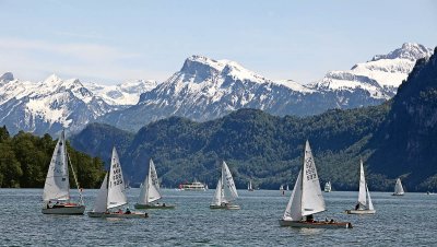 Sailing boats on lake Lucerne
