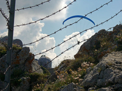A spy is flying over a military camp