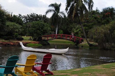 Colorful Chairs, Boat and Bridge